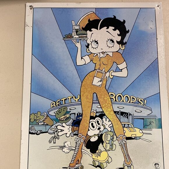 Vintage Betty Boop 1999 Car Hop Drive-In Diner 12" x 16" Tin Metal Sign - Picture 3 of 4